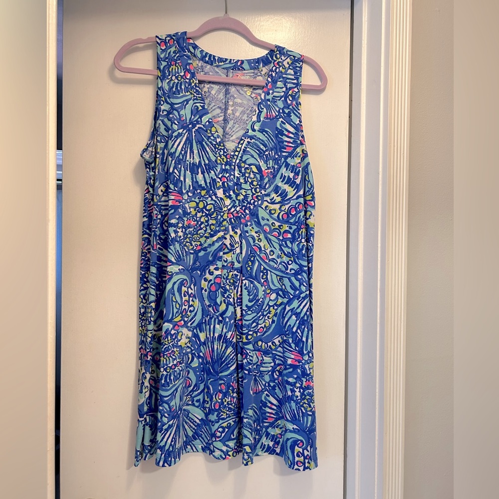 Amina dress in Blue Ceviche print